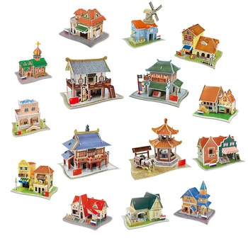 MEOA Maailma Arhitektuuri stiili 3D Puzzle EVA Papp Mosaiigi Ehitus Mudel Komplektid Montessori Mänguasjad, Jõulud Kingitused