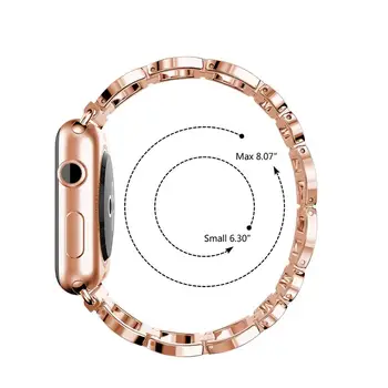 Metallist Rihm Apple Watch Seeria 5 Rihma Bänd 40mm 44mm Teemant Sõrmus 38mm 42mm Roostevaba Terasest Käevõru iwatch 4/3/2/1 naine