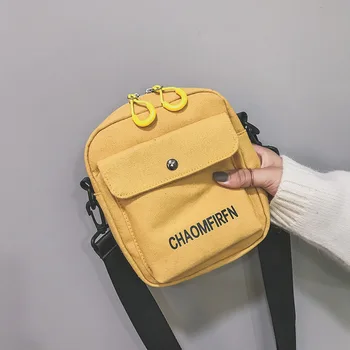 Mini lõuend kott naiste messenger bag 2020 õlakott mobiiltelefoni Kott Õpilane Kiri Crossbody Tõmblukk Klapp B0068