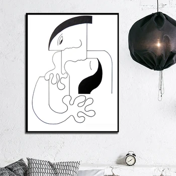 Minimalistlik Abstraktne Must Valge Paar Joonis Lõuendil Maali Seina Art Plakati Print Galerii Pildid Magamistoa Sisustus Home Decor