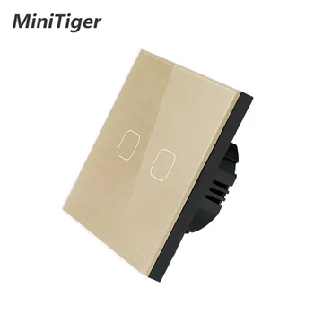 MiniTiger Touch Lüliti LED Pirn 230V AC 220V EU/UK Standard, 2/1 Gang 1 Viis Seina Puutetundlik Lüliti kristallklaas