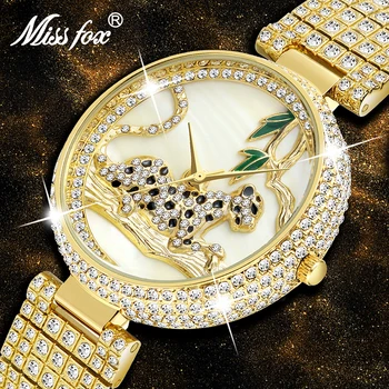 MISSFOX Vaadata Naiste Top Brändi Luxury Gold Originaal 3D Leopard Pool Käekell Jää Välja Rihm Waterprrof Dropshipping