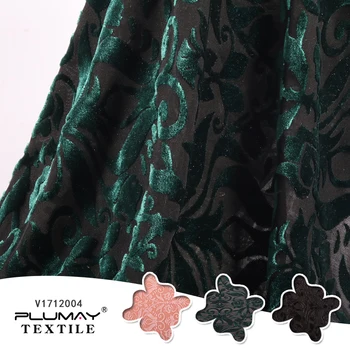 Mitmevärviline kootud pehme neli viis venitada damast silk burnout velvet kangast etapp kostüümid pool kleit selga