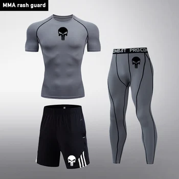 MMA Compression sobiks Taktikaline T-särk Spordi-3 tööd Täis Mees Tracksuit Kiire kuiv Koolitus Püksid, säärised Mens Töötab ülikond