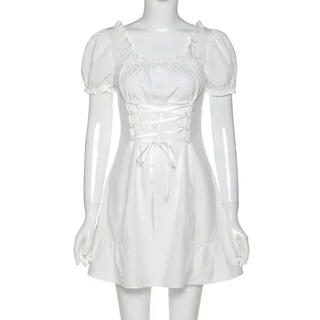 Mood elegantne vibu valge emane mini kleit suvel isiku sünnipäev festival armas seksikas prantsuse romantiline siidist kleit naistele