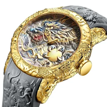 Mood Gold Dragon Skulptuur Vaadata Mehed Quartz Watch Veekindel Suur Dial Sport Kellad Meeste Vaata Top Luksus Brändi Kell