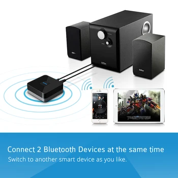 Mpow Bluetooth Vastuvõtja Traadita Audio Adapter Ühendada 2 Bluetooth-Seadmete jaoks, 15h Pikk tööaeg Auto Auto 3,5 mm Audio Kaabel