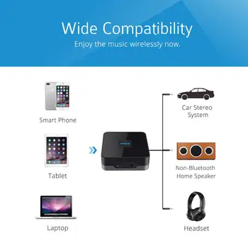 Mpow Bluetooth Vastuvõtja Traadita Audio Adapter Ühendada 2 Bluetooth-Seadmete jaoks, 15h Pikk tööaeg Auto Auto 3,5 mm Audio Kaabel
