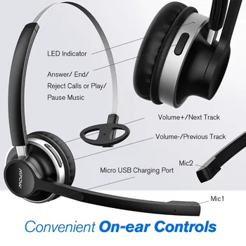 Mpow UUS Bluetooth Kõrvaklapid Kristallselge Juhtmeta Kõrvaklapid Koos Dual Müra Tühistamine Mikrofonid kõnekeskuse&Aednik