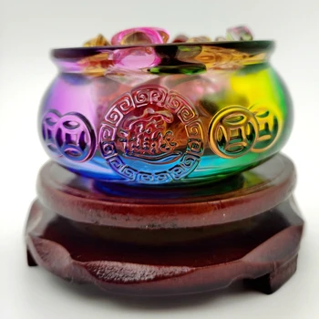 Multicolor Crystal Glasuur Hiina Fengshui Rikkuse Yuanbao Dragon Aare Kausi Kuju