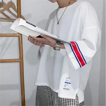 Must T-Särk Mens Tänav, hip-hop Tshirt Triibuline Meeste Tee Suvel Jaapani Vabaaja Tshirts Streetwear Fitness Tees Ülegabariidiliste