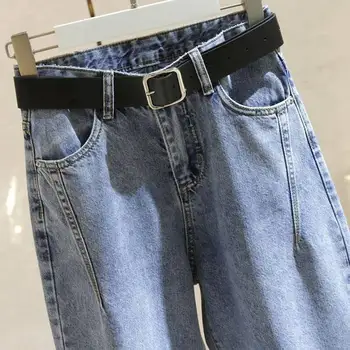 Muyogrt Kõrge Vöökoht Teksad Naiste Püksid Lahti Vabaaja Korea Stiilis Püksid Pluss Suurus Vintage Denim Püksid Koos Vööga
