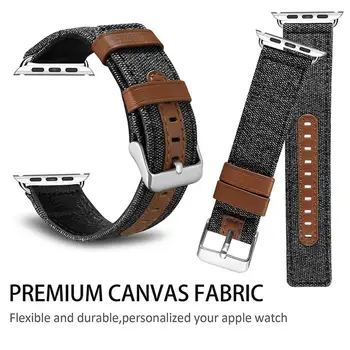 Nahast rihm Apple watch band 44mm 40mm Canvas Riidest vöö correa watchband käevõru iWatch 42mm 38mm serie 3 4 5 se 6 esiliistu