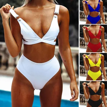 Naiste 2019 Seksikas Bikinis Kõrge Vöökoht Supelrõivad Beachwear Push up 2 tükki Bikiinid Päitsed Ujumistrikoo trikoo Femme Sobiks#es
