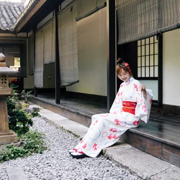 Naiste Kimono Hommikumantel Traditsiooniline Jaapani Yukata punane Värv Õie Pildid Suvine Kleit Täitmisel Kanda Cosplay Riided