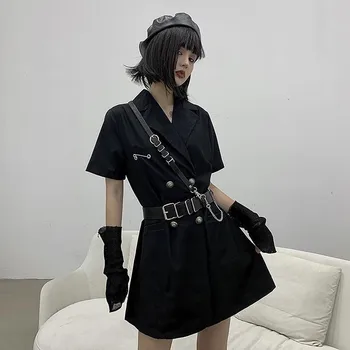 Naiste kleidid uute tulijate 2020 väike must kleit seksikas klubi varustus disainer streetwear naised, kellel on turvavöö põlvikud