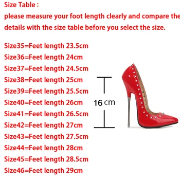 Naiste kõrged kontsad 16cm neet lakknahast lady pumbad kingad stiletto heel näita mudel naiste kingad, suurus 46 pidu seksikas naine kingad