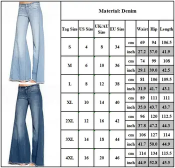 Naiste Lahvatas Denim Teksad Lai Jalg Püksid Bell Bottom Püksid Pluss Suurus Värviga Madal Vöökoht Püksid Vabaaja Mood