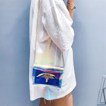 Naiste Läbipaistev Kott Selge, PVC Jelly Väike Tassima Messenger Kotid Laser Holograafiline õlakott Naiste Lady