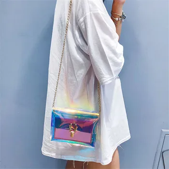 Naiste Läbipaistev Kott Selge, PVC Jelly Väike Tassima Messenger Kotid Laser Holograafiline õlakott Naiste Lady
