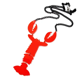 Naiste Pikk Hyperbole Big Red Lobster Ripatsid & Kaelakeed Naistele Loominguline Hiphop Laulja Baar moeshow Ehted N18016