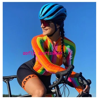 Naiste pikk Triatlon Lühikesed Varrukad Jalgrattasõit Jersey Komplekti Skinsuit Maillot Ropa Ciclismo Jalgratta Jersey Bike Riided Lähevad Kombekas