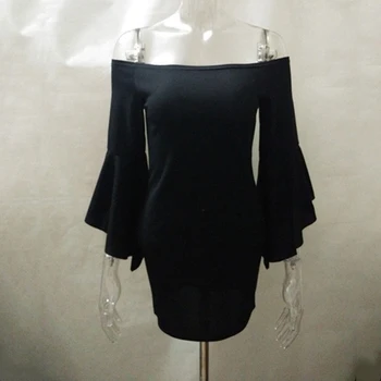 Naiste Sügis Elegantne Pikk Põletatud Bell Varrukad Kleit Mood Vintage Ametlik Pool Kokteili Bodycon Pliiats Mantel Kleit Vestidos