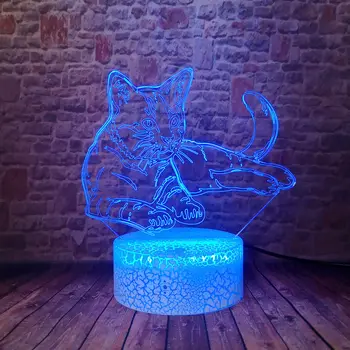 Naljakas 3D-Hubane Pikali Vaba aja veetmise Kass Joonis Hologramm 7 Värvi Muuta Öösel Tuli Poiste Magamistuba Decor Xmas Puhkus Mänguasjad Dropship