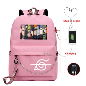 Naruto Akatsuki Seljakott Tüdrukud Kooli Kotid Anime Seljakotid Mochilas Mujer Lapsed Kooli Seljakott Poisid USB College Sülearvuti seljakott