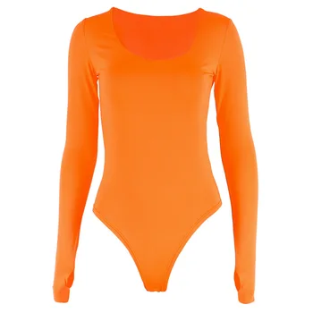 Neoon Oranž Bodysuit Naiste Pikad Varrukad Bodycon Seksikas 2019 Aasta Sügisel, Talvel Streetwear Klubi Partei Varustus, Vabaaja Naiste Rõivad