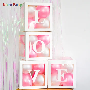 Nicro 26 Tähed Valge Roosa Tähestik Läbipaistva Pakendi Nimi DIY Õhupalli Kasti Baby Shower ARMASTAN Pulmi, Sünnipäeva Südame #Bal121