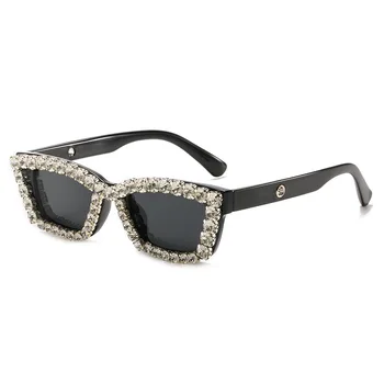 NII et&EI Fashion Väike Cat Eye Luksus Kive Naiste Päikeseprillid Vintage Square Diamond Prillid Meeste päikeseprillid Tooni UV400