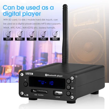 Nobsound HiFi Bluetooth-5.0 Digitaalne Võimendi Stereo Vastuvõtja Desktop Kõrvaklappide Võimendi SD / USB Muusikamängija, FM-Raadio