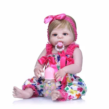 NPK56CM Nukk Uuestisündinud Täis silikooni Vinüül Lapsi Nukk Tüdrukute Realistlik Pehme Elus beebi Sündida Baby Doll tüdrukute vanni mänguasi