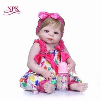 NPK56CM Nukk Uuestisündinud Täis silikooni Vinüül Lapsi Nukk Tüdrukute Realistlik Pehme Elus beebi Sündida Baby Doll tüdrukute vanni mänguasi