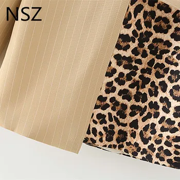 NSZ Naiste Liiga Loomade Prindi Leopard Segast Wrap Pintsak koos Vöö Elegantne Kontrasti, Värvi Mood Jope Kuuluvad Daamid Mantel