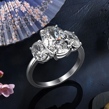 OEVAS Loodud Moissanite Gemstone Teemantide Rõngad Naiste Tõeline 925 Sterling Hõbe Pulm Kaasamist Partei Fine Ehted Kingitus