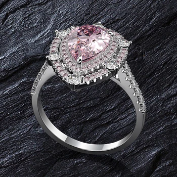 OEVAS Roosa Vee Tilk Kõrge Süsiniku Teemant abielusõrmus Naistele parima Kvaliteediga 925 Sterling Hõbe Vahuvein Pool Ehted