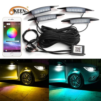 OKEEN APP kontrolli Auto RGB LED Ratta Kulmu Neoon Tuled Poritiiva All Pool Lamp 3 Transpordiliikide Flash Strobe Hinge Dekoratiivsed Atmosfääri