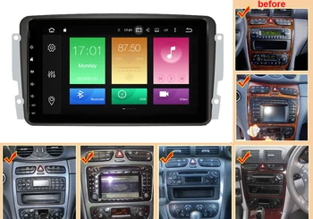 Okta core Android 10.0 Auto DVD GPS-Mängija Mercedes Benz W209 W203 M/ML W163 Viana W639 Vito Raido Stereo BT 4+32GB Wifi DAB+
