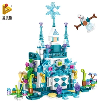 PANLOS Kooskõlas LegoINGlys ehitusplokid Lumehelves Ice Castle Set Lumememm Tüdruk Printsess Mängu Laste Mänguasi Kleebis Kingitus