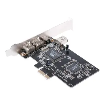PCI-e 1X IEEE 1394A 4 Port(3+1) Firewire Kaardi Adapter 6-4 Pin Kaabel Lauaarvuti