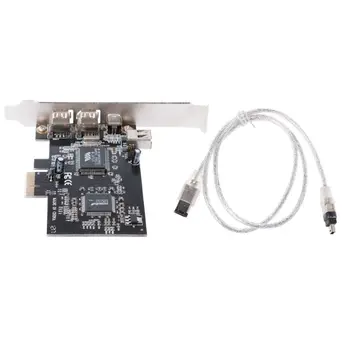 PCI-e 1X IEEE 1394A 4 Port(3+1) Firewire Kaardi Adapter 6-4 Pin Kaabel Lauaarvuti