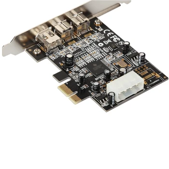 PCI-E IEEE 1394 Adapter 3 liidest, 1394A x 1+1394B 2 x PCI Express laienduskaardi Plug and Play for Desktop PC
