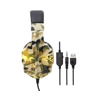 Pea külge kinnitatav Mängude Peakomplekt Mikrofoniga Juhtmega Stereo-Bass USB Kõrvaklapid LED Valgus Arvuti PC Earphon