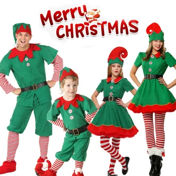 Pere Jõulud Kostüüm Lapsed Elf Riiulil Täiskasvanud Poisid Tüdrukud Elfi Kostüüm Roheline Uus Aasta Cosplay Kostüüm Riided C34C71
