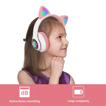 PGDM Hõõguv Valgus Armas Kass Bluetooth Kõrvaklappide Parimad Jõulud Kingitus Wireless LED Headset Stereo Kõrvaklapid Muusika Lastele Tüdrukud
