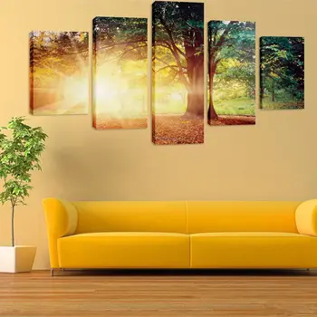 Plakatid Seina Art Home Decor Kaasaegne 5 Paneeli Ilus Päikesetõus Looduslik Maastik HD Prindi Maali Modulaarne Pildid Lõuend