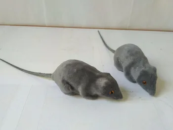 Plastist&faux karusnahk simulatsiooni hall hiir umbes 10cm mudeli ühe partii/ 2 tk käsitöö naljakas prop kingitus d2084
