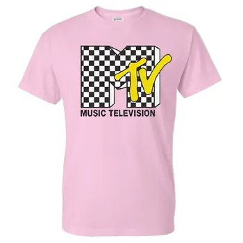 Populaarne Meeste Särk MTV koos Malelaua Muster Prindi Mens 1980. Riided ma Tahan, et Mu MTV T-Särk